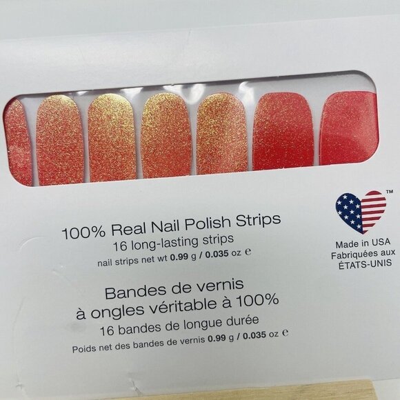 Color Street 100% Real Nail Polish Strips Heat Wave Orange Shimmer 16 Pieces - Picture 2 of 5
